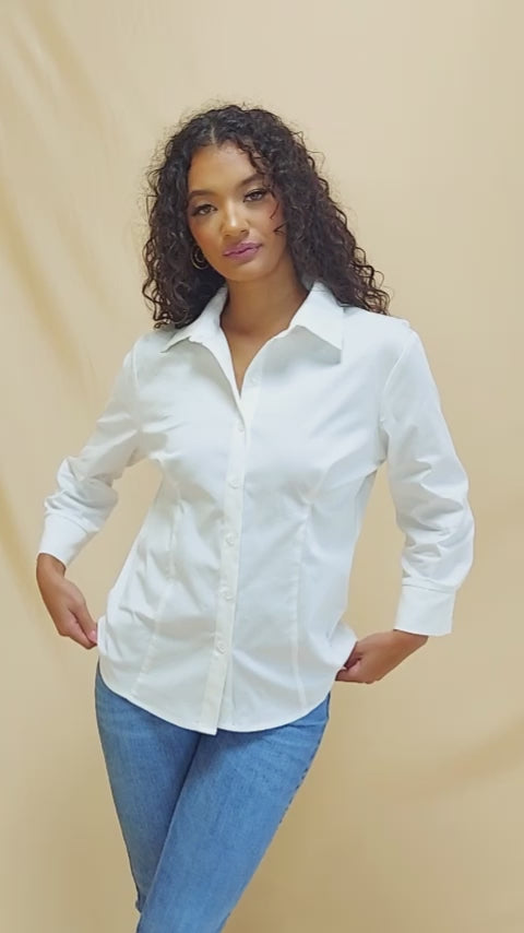 The Audrey Button-Up Shirt - White