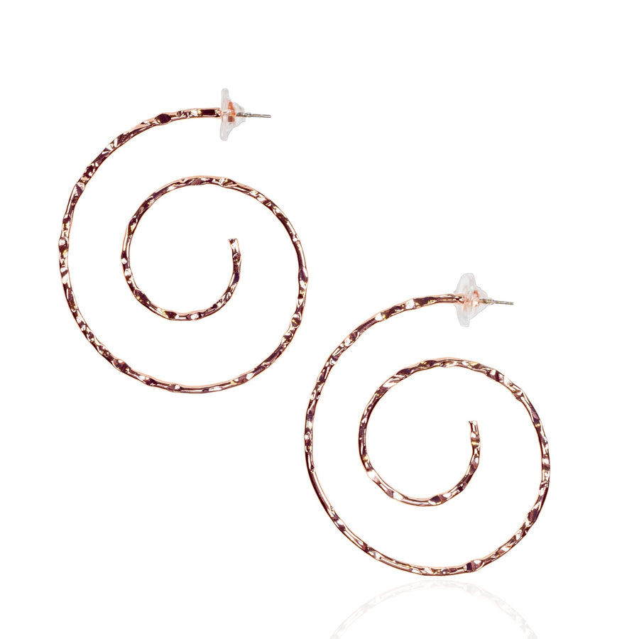 Amena Large Spiral Hoops - Rose Gold - Sassy Jones