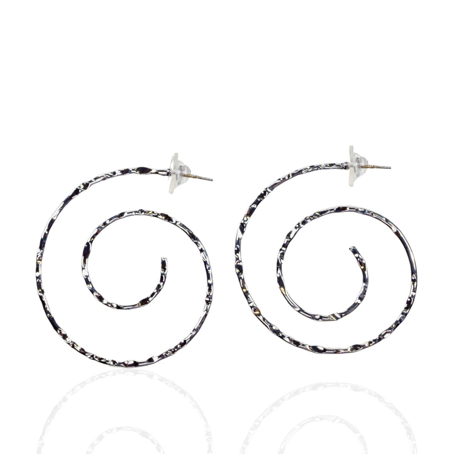 Amena Large Spiral Hoops - Silver (Pre Order Ships Out: July 2023) - Sassy Jones