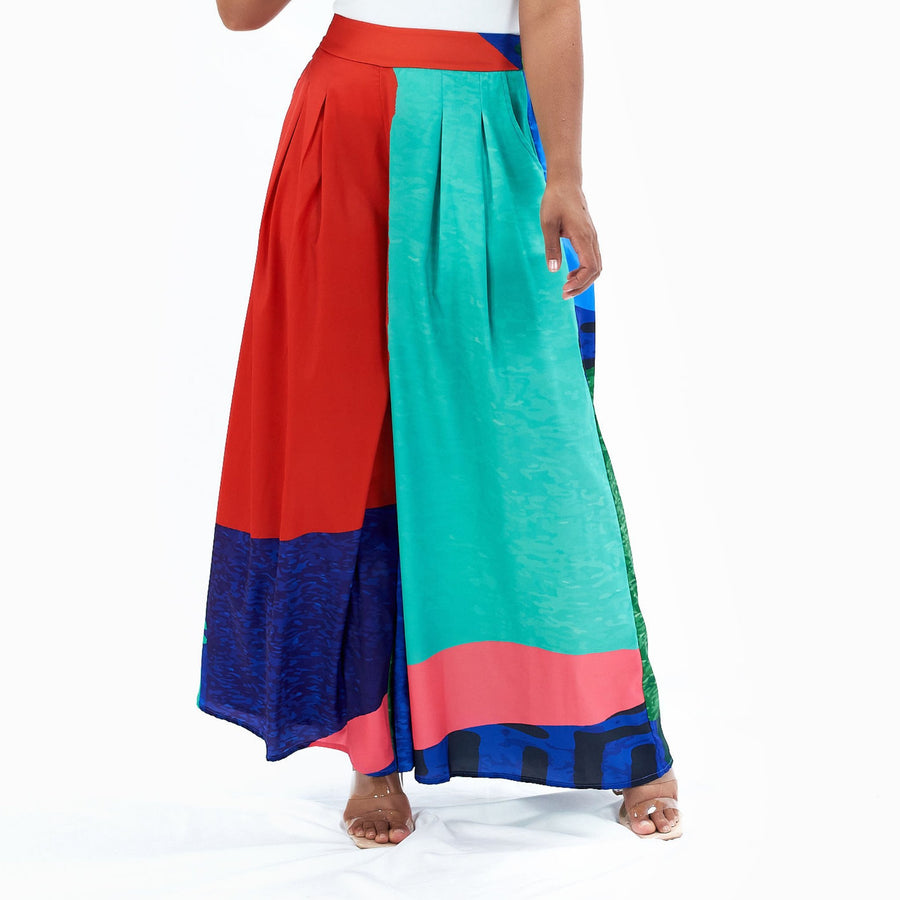 Maasai Wide Leg Pant - Blue Batik - Sassy Jones