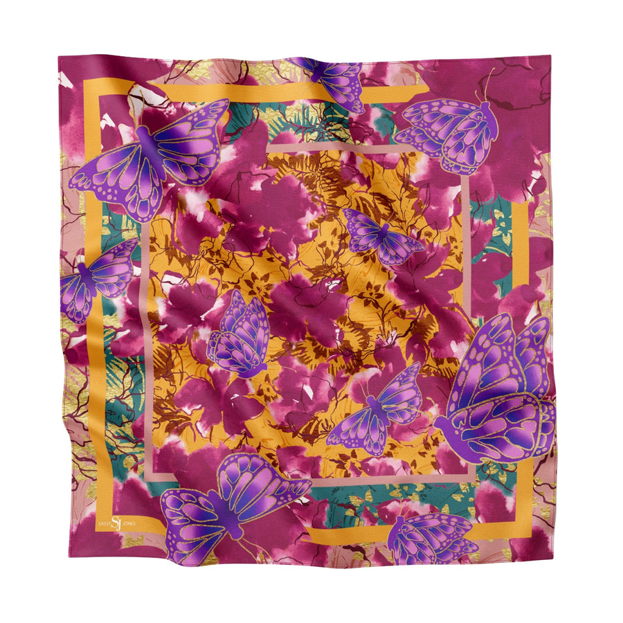 Tabbie Silk Blend Scarf - Floral - Sassy Jones