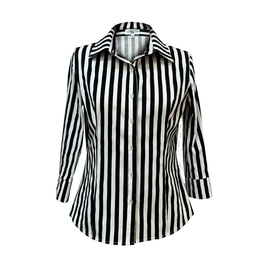 The Audrey Button-Up Shirt - Black/White - Sassy Jones