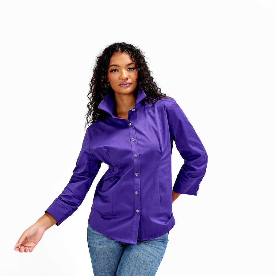 The Audrey Button-Up Shirt - Purple - Sassy Jones