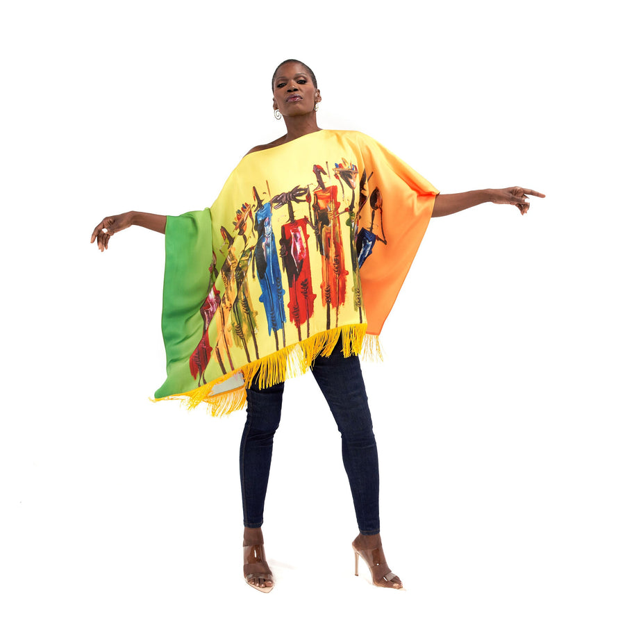 The Stella Fringe Poncho- Maasai Sherrie - Sassy Jones